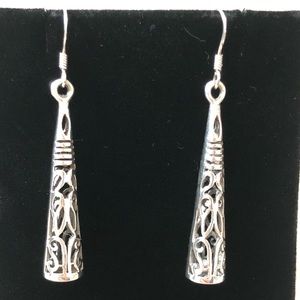 RARE Silpada .925 Sterling Silver French Wire Filigree Cone Earrings